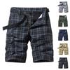 Мужские летние рабочие шорты в клетку, свободные повседневные брюки с пятью точками, многокарманные застежки-молнии, мужские шорты для бега