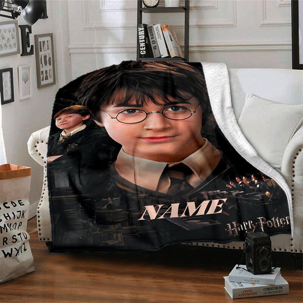 Custom Name "Harry Potter White Owl" blanket for Couch & Bed, Plush Cozy Fuzzy Blanket Super Soft & Warm Blankets for Fall and Winter. 0908105