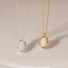 JEWNEL Silver925 Ernie Oval Pearl Gemstone Chain Necklace (2 colors)
