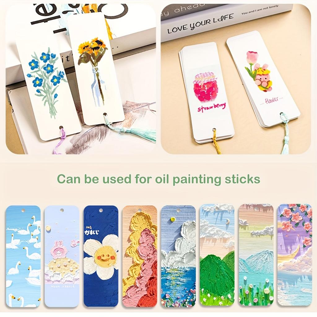 120/200pcs 400Gsm Watercolor Paper Bookmarks – Blank with Tassels, Customizable Hand-painted for DIY Crafts, Personalized Gifts & Stylish Organization