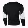 Men Spring Fall Sweatshirt Color Matching Round Neck Patchwork Soft Slim Fit Elastic Elastic Cuff Long Sleeve Pullover Casual Top T-shirt Male