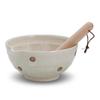Fukubeya Retro and Cute Polka Dot Sesame Mortar, 18cm Diameter, with Pestle - Rustic Ceramic Design That Blends In with Your Kitchen (Hiwa Polka Dot)