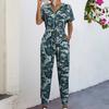 Women's Casual Short Sleeve V-Neck Intersection Jumpsuit