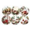 6Pcs/Set Christmas Coaster Snow Scene Pine Branch Print Coasters Waterproof Decorative Christmas Table Accessories