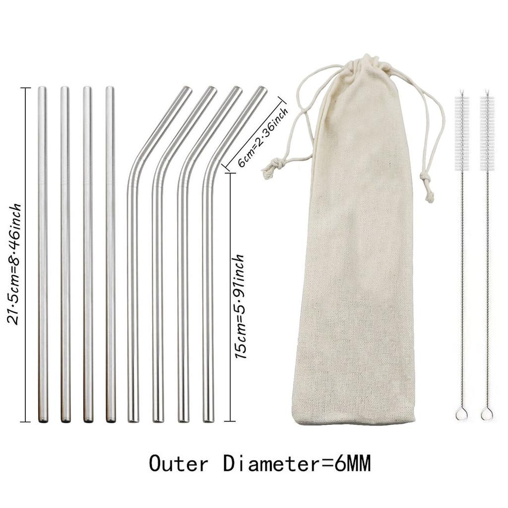 Набор трубочек для питья из нержавеющей стали цвета радуги, многоразовые металлические соломинки, соломинки для пузырькового чая, сока с чистящей щеткой