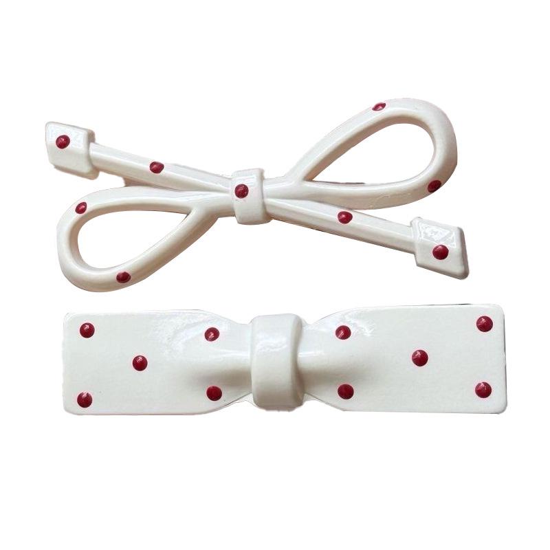 Ankola Red Polka Dot Bow Hairpin for Women - Cute Side Hairpin & Forehead Bangs Clip
