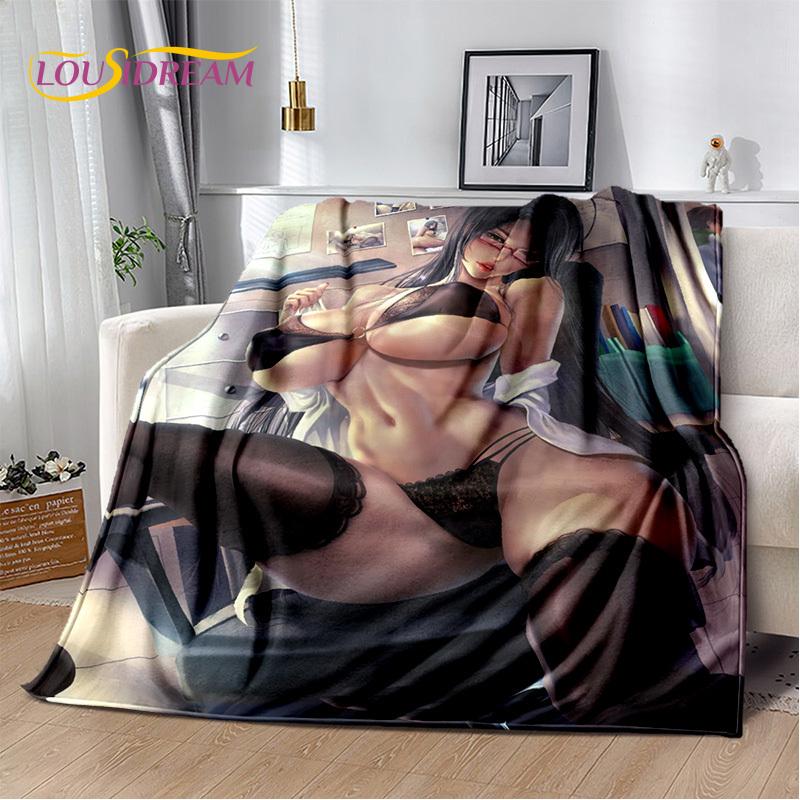 Sexy Lace Beauty Girl Lady Cartoon Anime Character Blanket,Soft Throw Blanket for Home Bedroom Bed Sofa Picnic Office Cover Gift