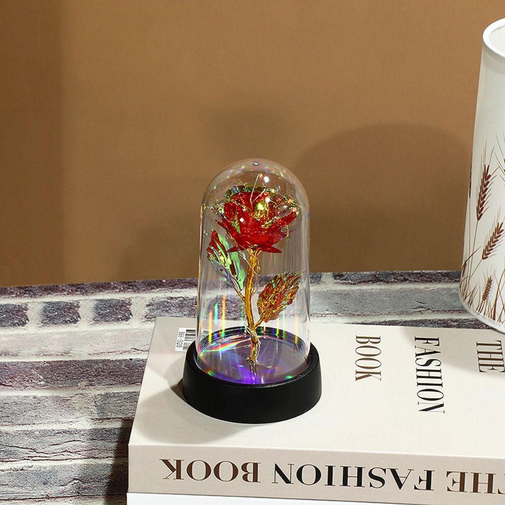 Красная Разноцветная Роза Искусственные Цветы Свадебное Украшение Светодиодная Подсветка Фольгированный Цветок Подарок