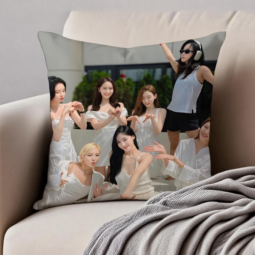 Kpop Korean Girl Group GGirls Generation Cushion Cover Pillowcase Antidustmite Invisible Zipper Short Plush Sofa Cushion