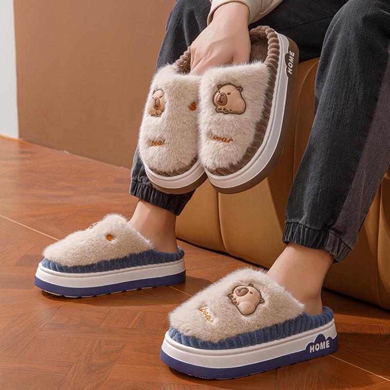 Children's cotton slippers medium and large boys' winter new indoor home non-slip cotton shoes student dormitory warm wool slippers