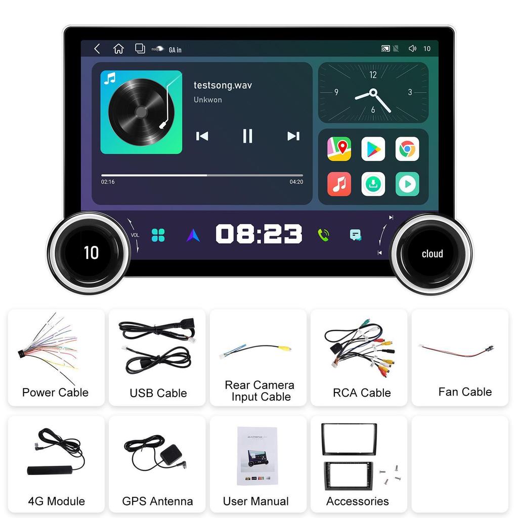 Dingwei TS18 10-inch 4G Wireless CarPlay Android Navigation System with Universal Knob Control