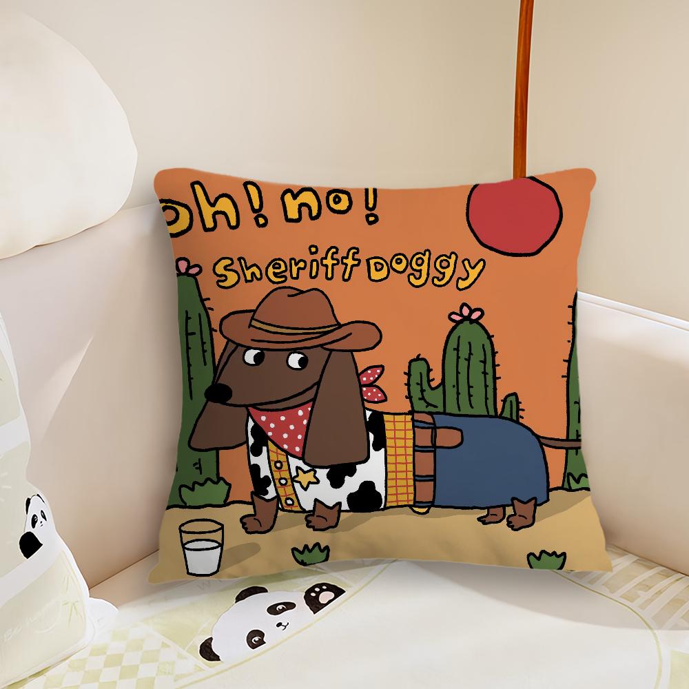 Cute dachshund cushion cover Pillow Case Plush Fabric Soft Double Sided Print Sofa Cushion Cover Throw Pillow Covers