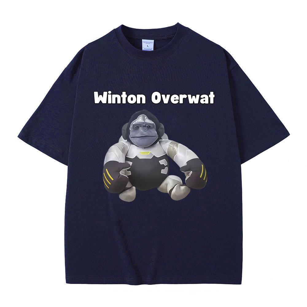 Winton Overwat Monkey Funny Meme Tshirt Men Women Fashion Oversized Short Sleeve T Shirts Male Casual Vintage Cotton Tshirts