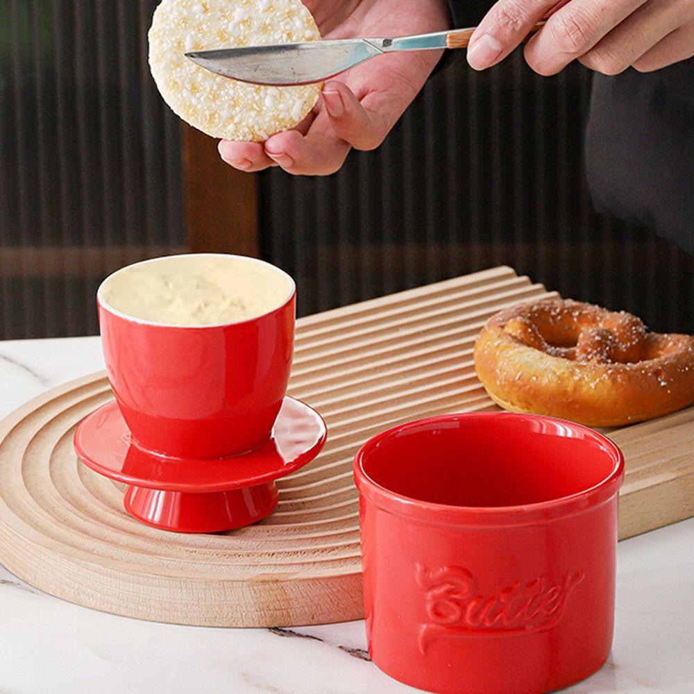 Keep Fresh Ceramic Butter Dish Glossy Finish Butter Keeper Easy To Clean Butter Holder Home