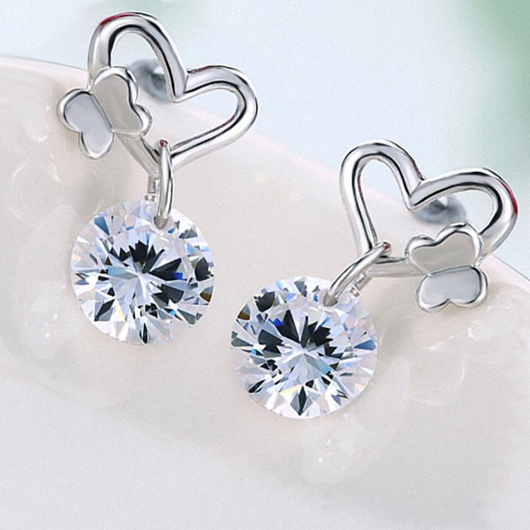 Серьги-гвоздики для женщин Серьги-бабочки Серебряные серьги-гвоздики для женщин Корейская мода Милые серьги