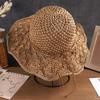 Женская соломенная шляпа с кружевным бантом, летняя шляпа с защитой от солнца, модная складная шляпа