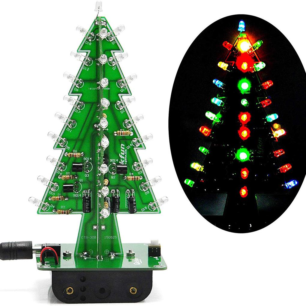 3D Xmas Christmas Tree Led DIY Kits 3Color Flash RGB LED Circuit Electronic Assemble Funny Kits STEM Project PCB Board Flash Kit