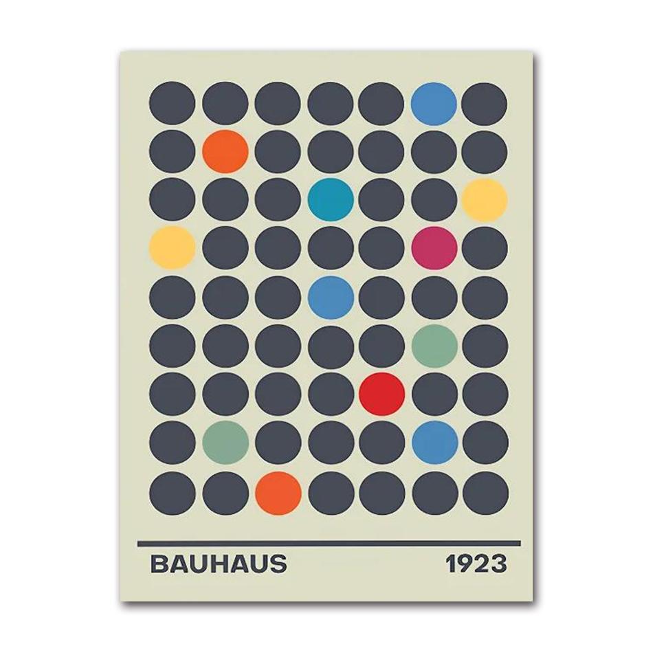 Nordic Striped Bauhaus Abstract Geometric Line Art Poster, Self-Adhesive Waterproof Wall Sticker for Cafe & Bar Room Decor