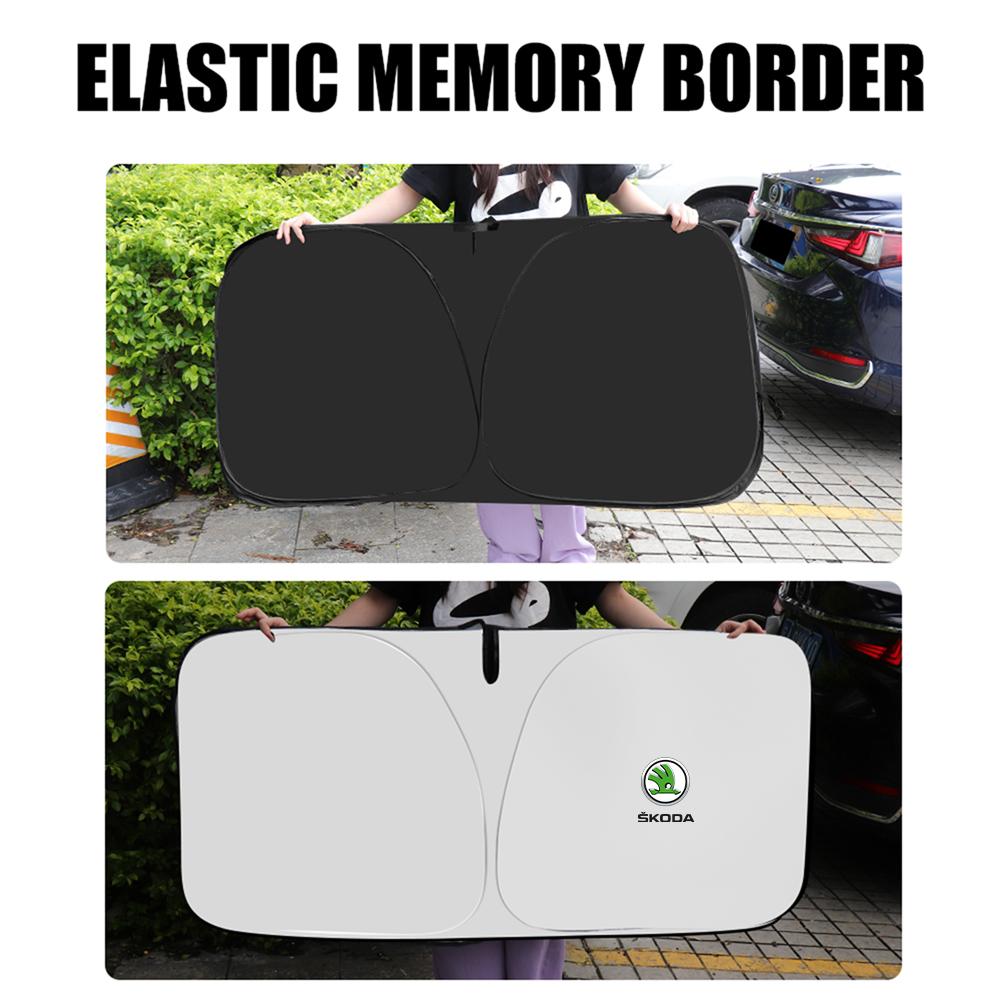 czftb8 Car Sunshade Summer Sun Shade Cloth Foldable for Skoda Octavia Kodiaq Fabia Karoq Superb Kamiq Felicia Scala Citigo Yeti Hubcap