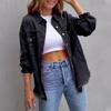 Jackets for Women Basic Distressed Ripped Fringe Denim Tops Casual Solid Color Long Sleeve Button Jean Coat