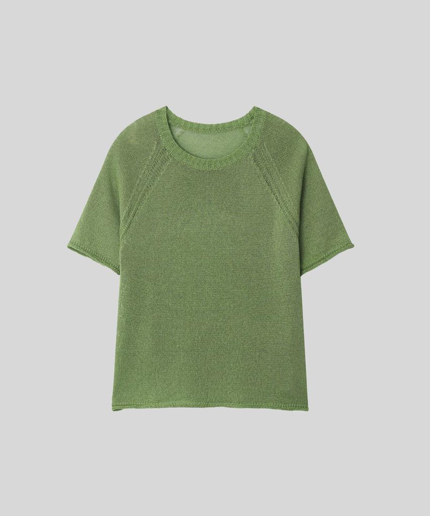 OCCUR Hanji Cooling Round Short Sleeve Knit, Light Green
