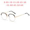 Literary Polygon Student Myopia Glasses Women Metal Black Gold Frame Minus Lens Diopter Glasses Prescription 0 -0.5 -1.0 To -6.0