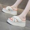 Slippers Outer Wear New Summer Platform Rhinestone Cross Strap Sandals Girl Muffin Summer Fairy Wind Beach Shoes