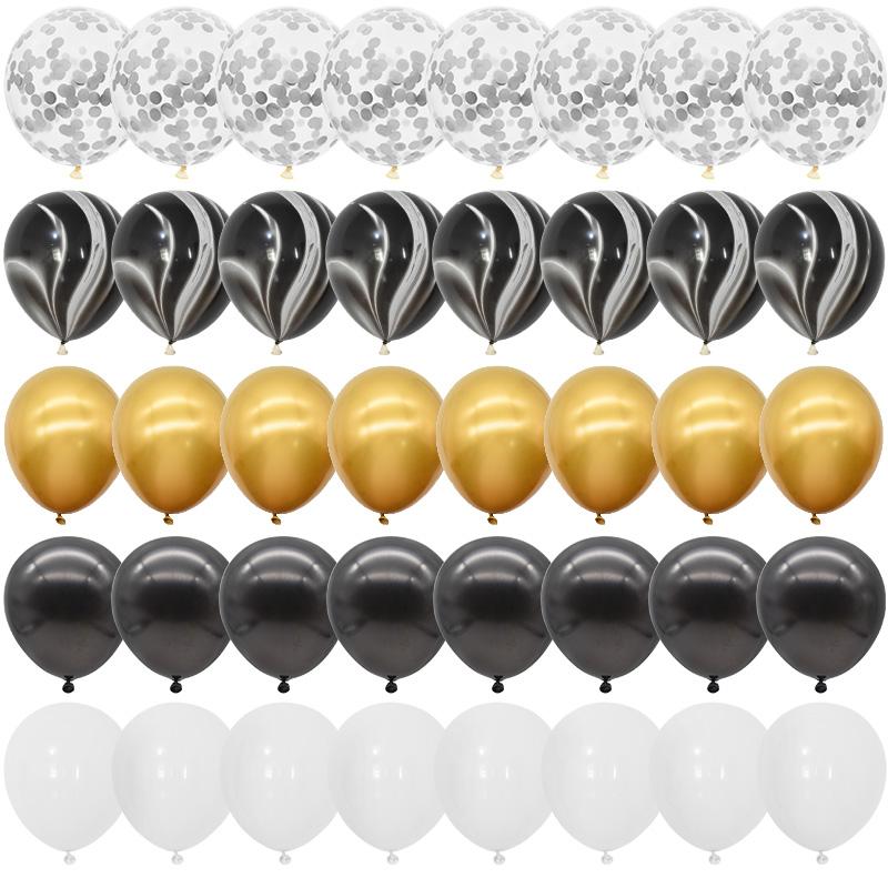 40Pcs Blue Balloons Set Agate Marble Metallic Confetti Balloon for Kids Birthday Party Baby Shower Graduation Decoration Wedding