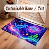 Dinosaur Theme Soft Crystal Velvet Rug Custom Name & Text Print Non Slip Floor Rug for Bedroom Living Room