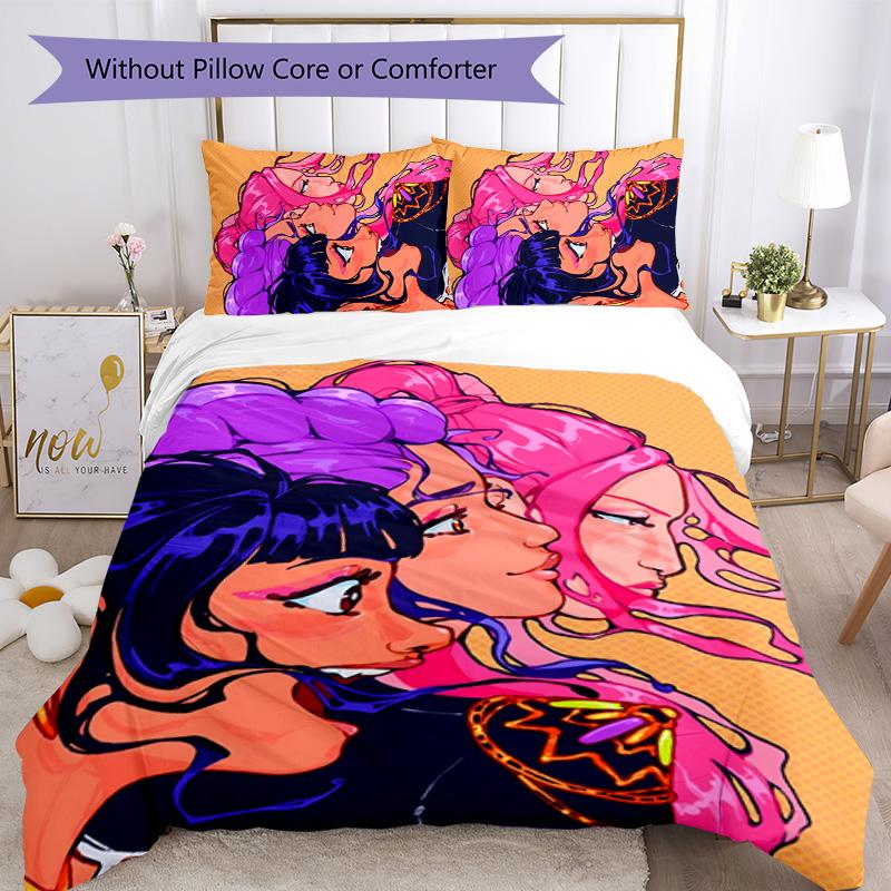KPOP Hunter 3pcs Bedding Set Duvet Cover Closure Includes 1 Duvet Cover & 2 Pillowcases for All Seasons Bedroom Home Dorm Decor