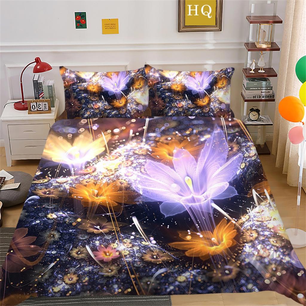 3D Цветочный комплект постельного белья «Морской цветок» Серия «Цветок» Одеяло и наволочка 2/3 шт. AU180 * 210 Полный размер Мягкие и легко чистящиеся украшения для дома