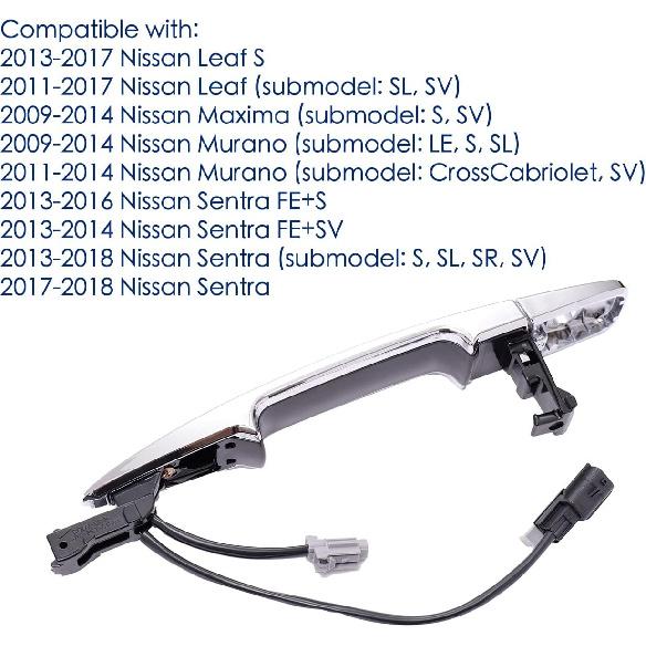 806469N00A Ручка двери водителя передняя левая для Nissan Sentra 2013-2018, Nissan Murano Maxima 2009-2014, Nissan Leaf 2011-2017,806469N00A,Хром