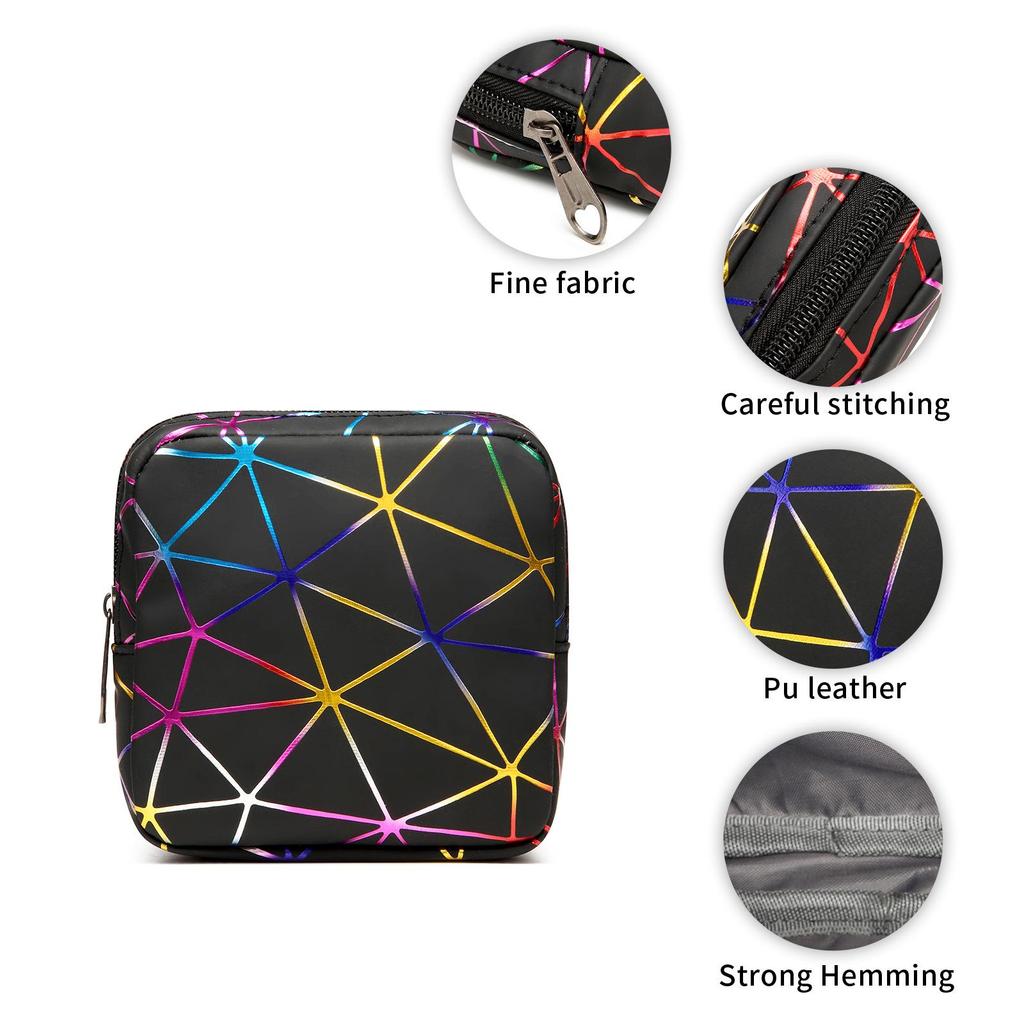ПУ Многоцелевая сумка для гигиенических прокладок с ромбовидным узором: Портативная менструальная прокладка, помада и кошелек для монет для девочек