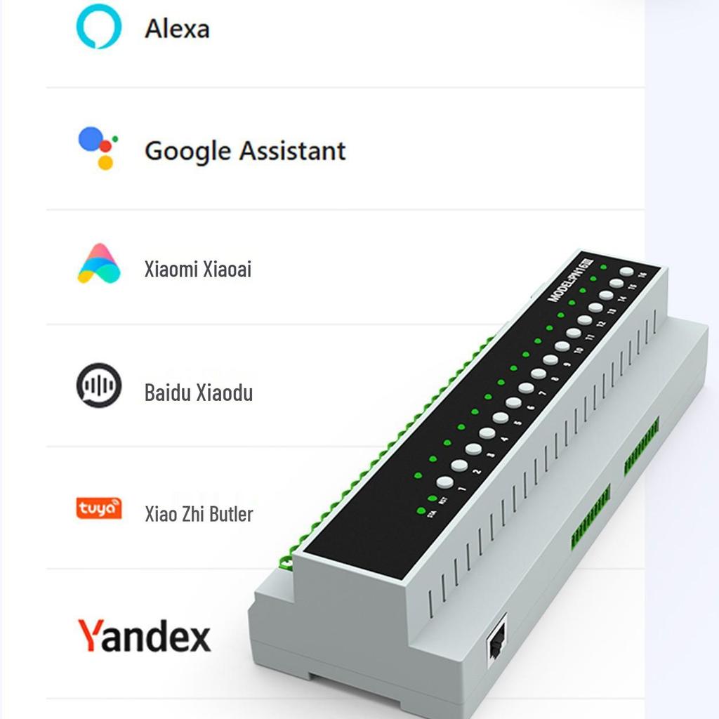 Tuya ZigBee 16-Channel Smart Dry Contact Switch for Wired Curtain Motors