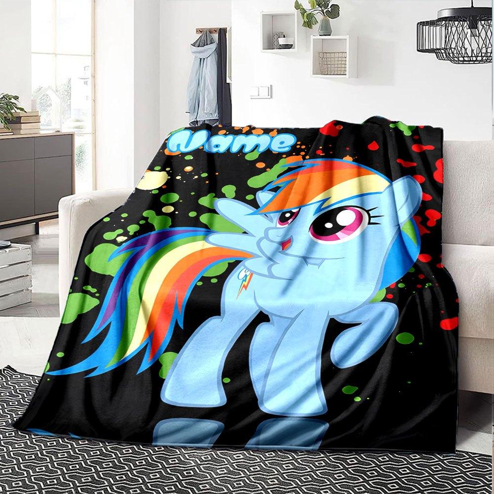 Rainbow Dash Pose Cozy Customizable Blanket Personalized Text Ultra Soft Suitable For Sofa Couch Office Bed Picnics Ideal For All Seasons Playful
