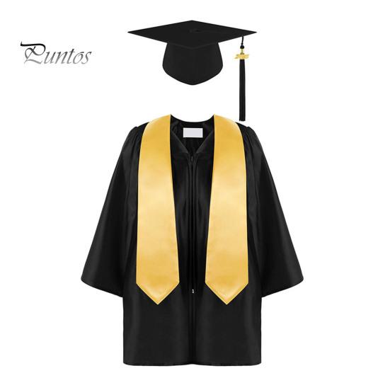 3 шт./комплект, детская выпускная форма для детского сада с кисточкой, шапочкой и шалью, V-образным вырезом, длиной до икры, длинными рукавами, застежкой-молнией, начальный выпускной халат