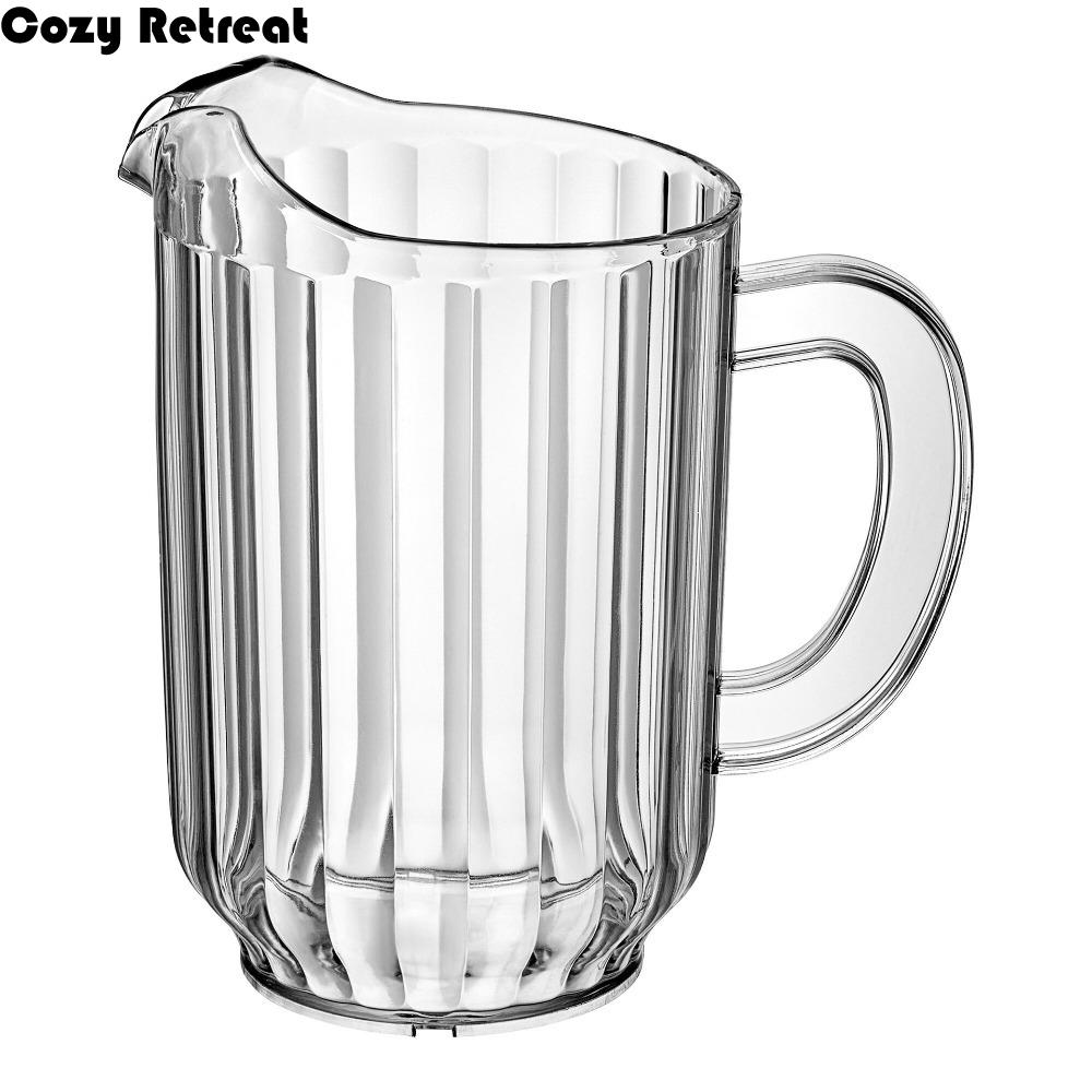 PC Striped Drink Pitcher Transparent Drop Resistant Cold Water Kettle Heat Resistant Large Capacity Juice Jug Dinning Table