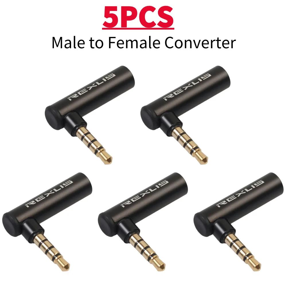 REXUS 3.5mm Jack 90°Universal Aux Male to Female OMTP to CTIA Earphone Converter Stereo Adapter Universal 1/2/5PCS