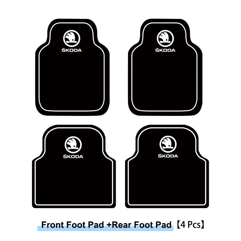OBDI6 2/4pcs Leather Car Floor Mats Carpet Cushion For Skoda Octavia Fabia Rapid Superb Kodiaq Scala Karoq Citigo Kamiq Roomster Enyaq