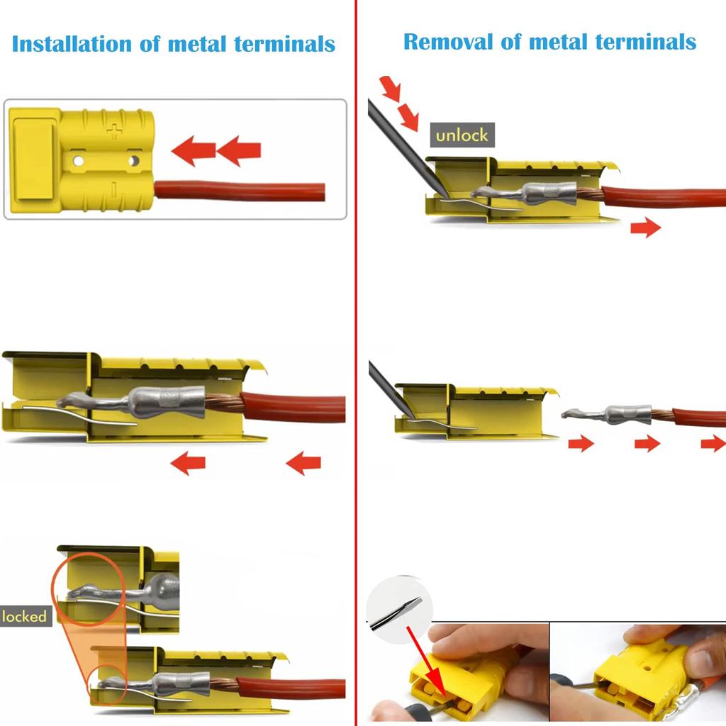 Разъем для аккумулятора, быстроразъемный разъем для аккумулятора CESFONJER 50A 600V для автомобиля, лодки, каравана, кемпера (Подходит для провода 6-10 AWG, красный)