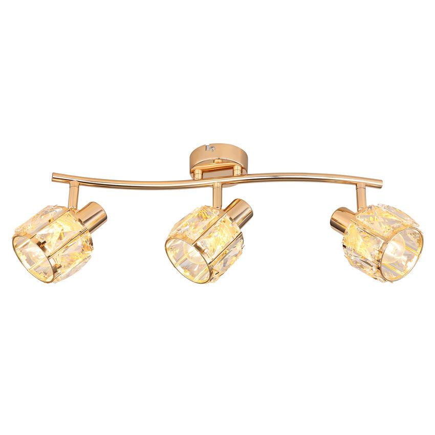 Lampa Sufitowa Glamour Potrójna Do Salonu Sypialni Różowe Złoto Ozdobne Klosze Szklane Kryształki 3Xe14 40W Dubai Candellux