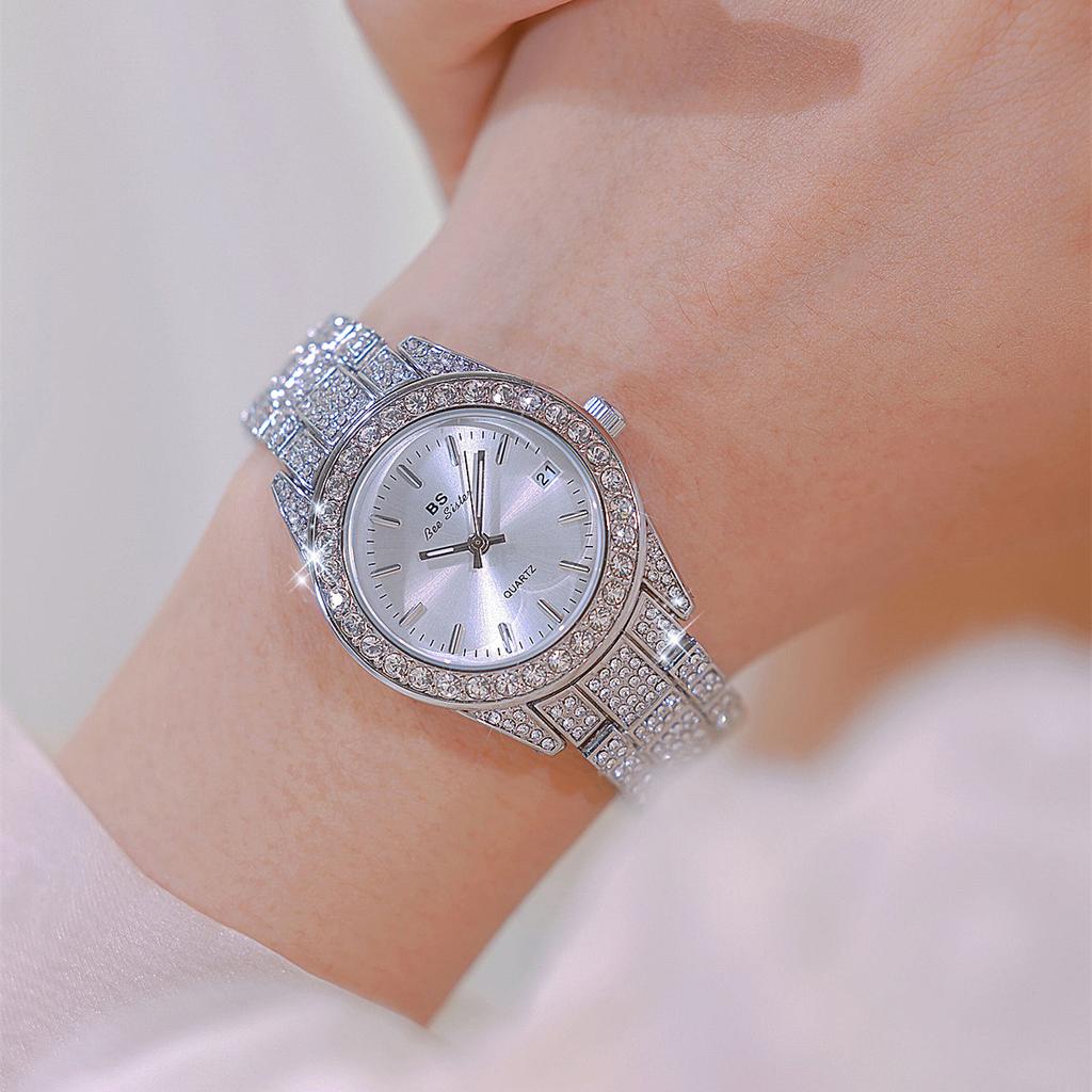 2024 Золотые часы с бриллиантами для женщин, известный роскошный бренд, водонепроницаемые элегантные женские наручные часы с ремешком из нержавеющей стали