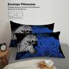 3-piece down duvet cover with modern leopard blue rose pattern print (1 duvet cover+2 pillowcases, no core) bedding set