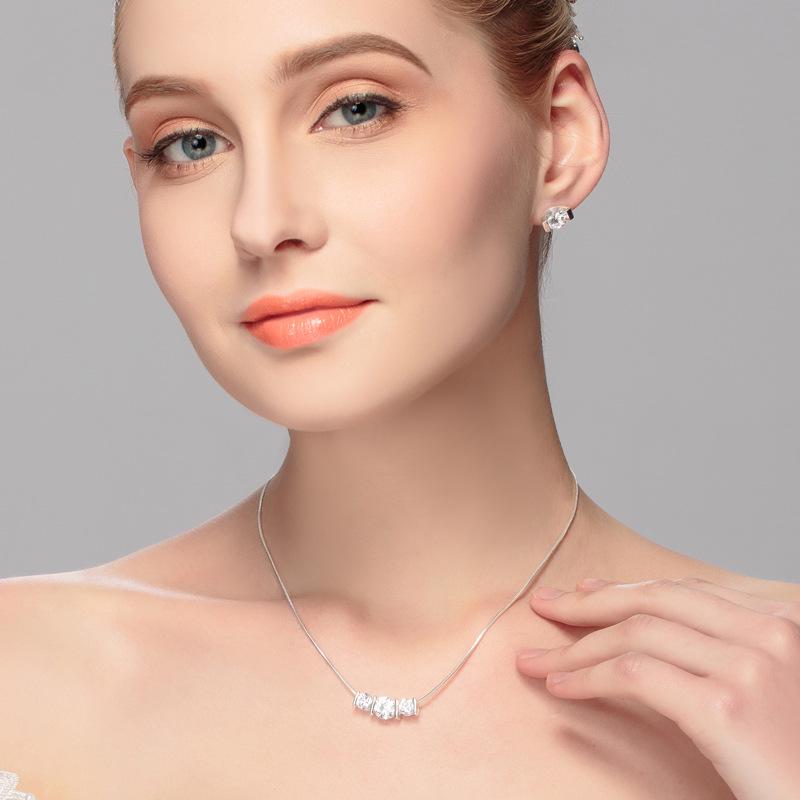 Комплект ювелирных изделий для новобрачных: Серьги и ожерелье из жемчуга и страз для женщин. Идеально подходит для трансграничных свадеб.