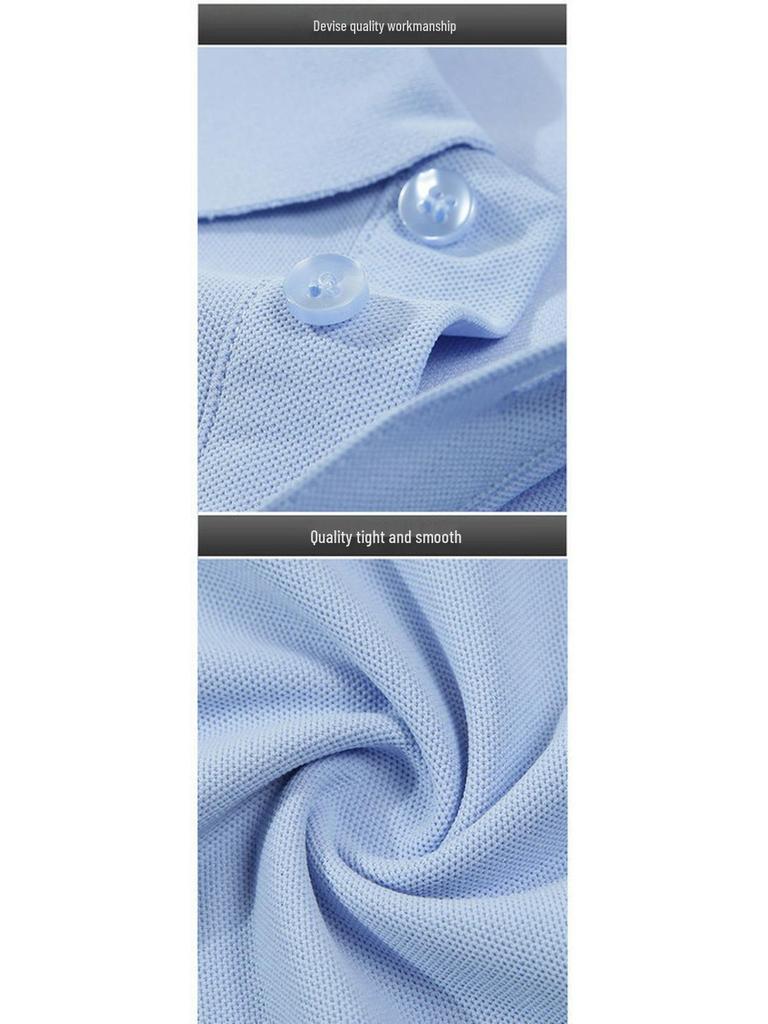 Мужская летняя рубашка поло из ледяного шелка 2025 года – Высококачественная, многоцветная, с охлаждающим эффектом, однотонная модель с коротким рукавом