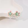 Enamel Big Flower Imitation Pearl Korean Design Drop Earrings Exaggerated Wedding Party Jewelry Accessories