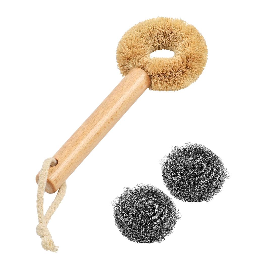 WANGYUANJI Кухонный Металлический Набор из Нержавеющей Стали Изготовлен из пальмового волокна, сочетающего прочность и Удаляет стойкие Длинная Мойка кастрюль Кухня Для мытья Для