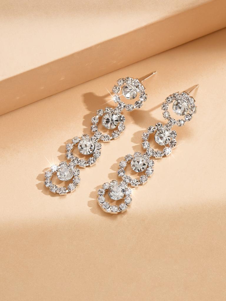 Комплект из 3 предметов женской бижутерии: серьги-гвоздики со стразами, ожерелье, роскошные модные аксессуары для вечеринок