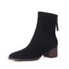 Ladies Shoes On Sale 2024 Fashion Zipper Women's Boots Autumn Round Toe Suede Solid Short Barrel Chunky Heels Ladies Boots