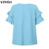 VONDA Женские летние блузки с короткими рукавами и оборками вокруг шеи